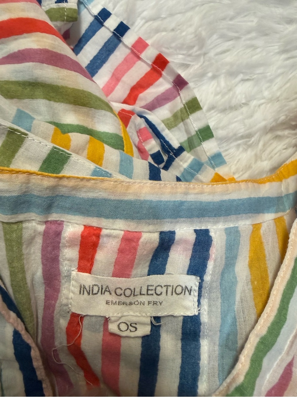 EMERSON FRY Short Caftan Coverup Rainbow Stripe - Picture 6 of 16